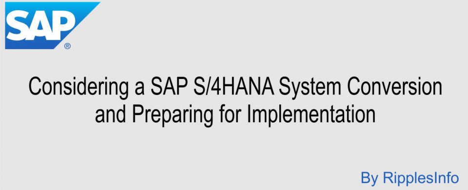 SAP S4HANA System Conversion